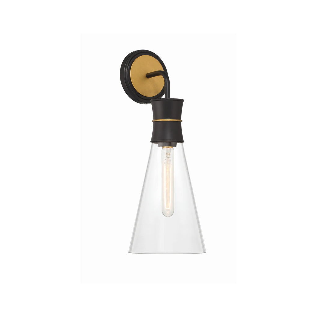 Crystorama Quinn 7'' Sconce in Matte Black + Textured Gold - Additional View