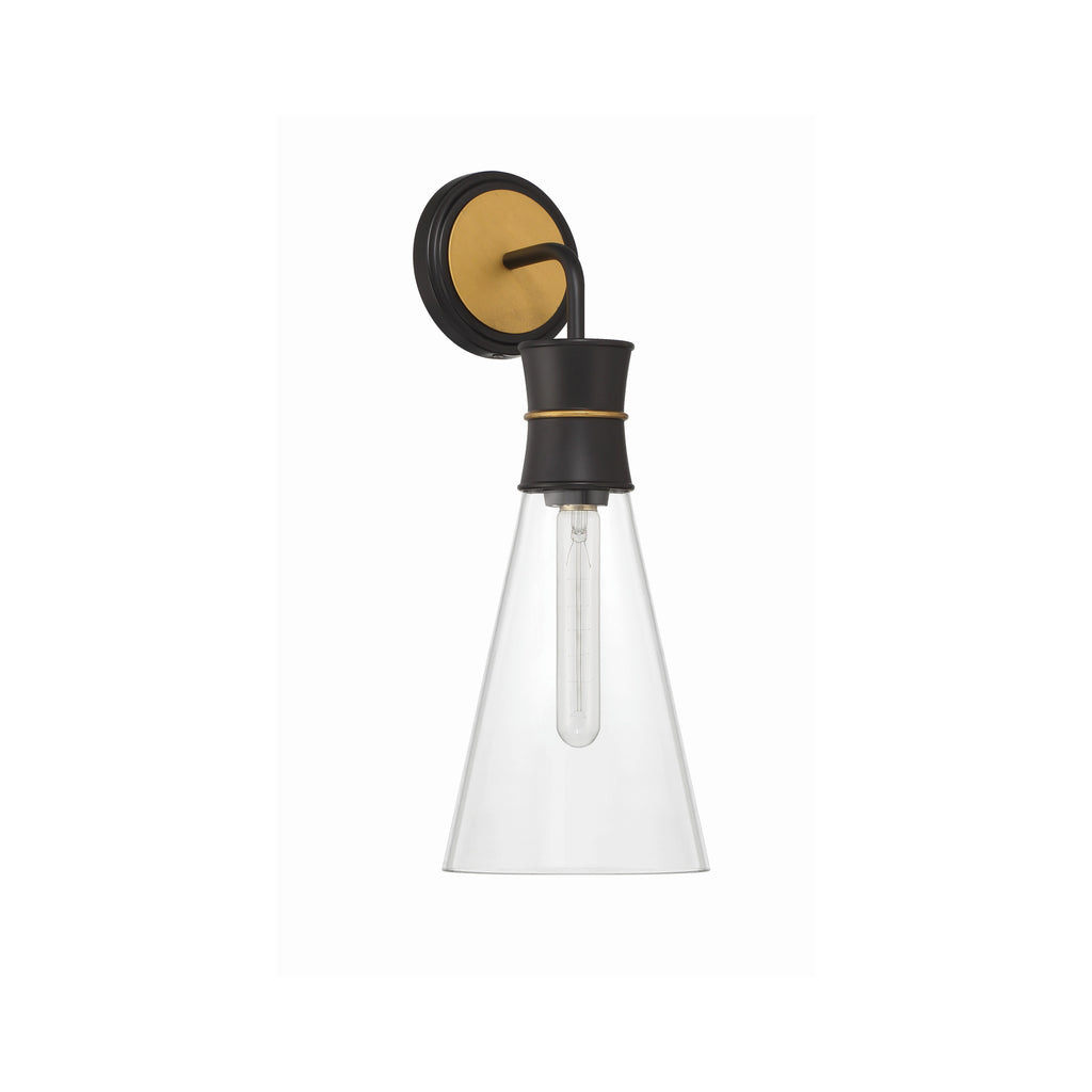 Crystorama Quinn 7'' Sconce in Matte Black + Textured Gold - Additional View