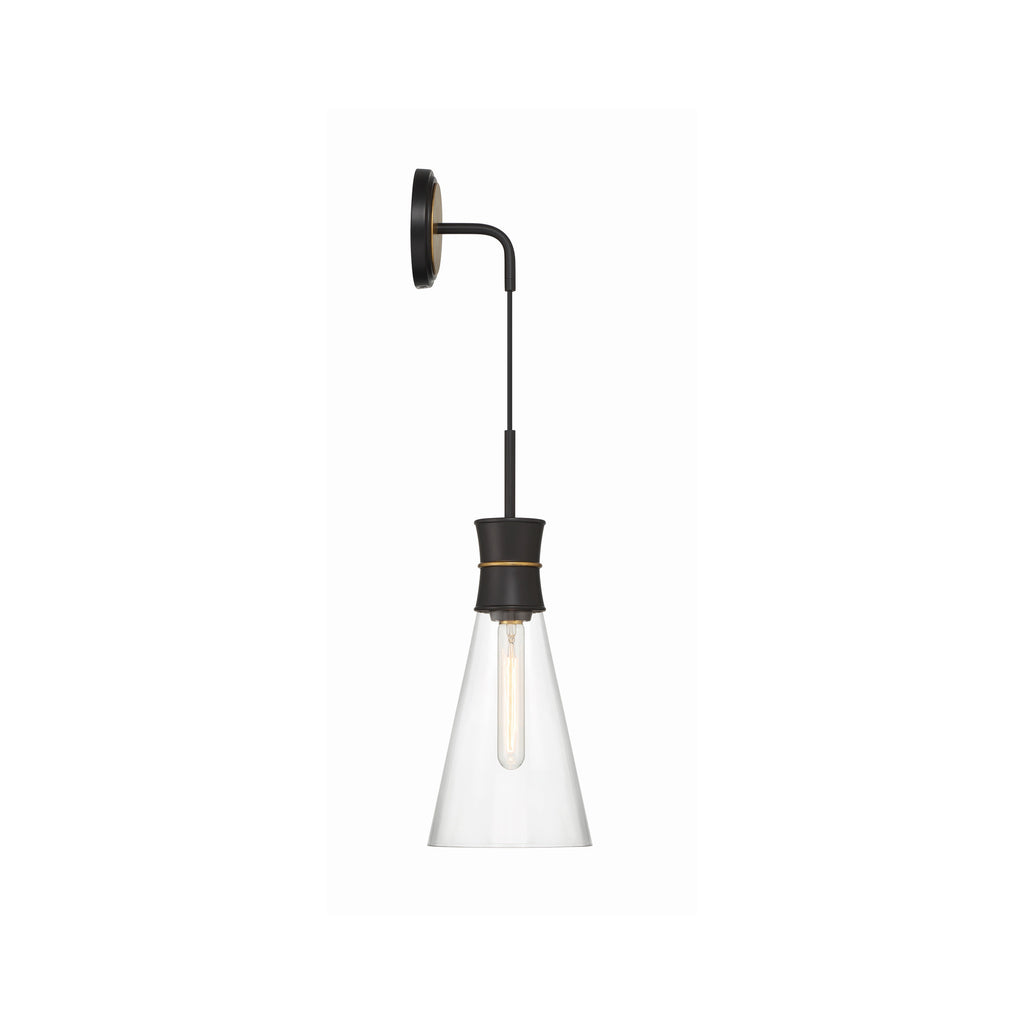 Crystorama Quinn 7'' Sconce in Matte Black + Textured Gold - Additional View