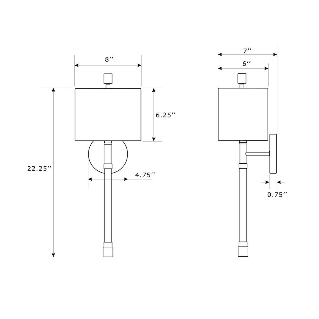Crystorama Rachel 8'' Sconce - Product Dimensions