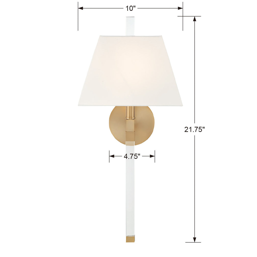 REN-261-AG Renee 1 Light Sconce | Dimensions Image