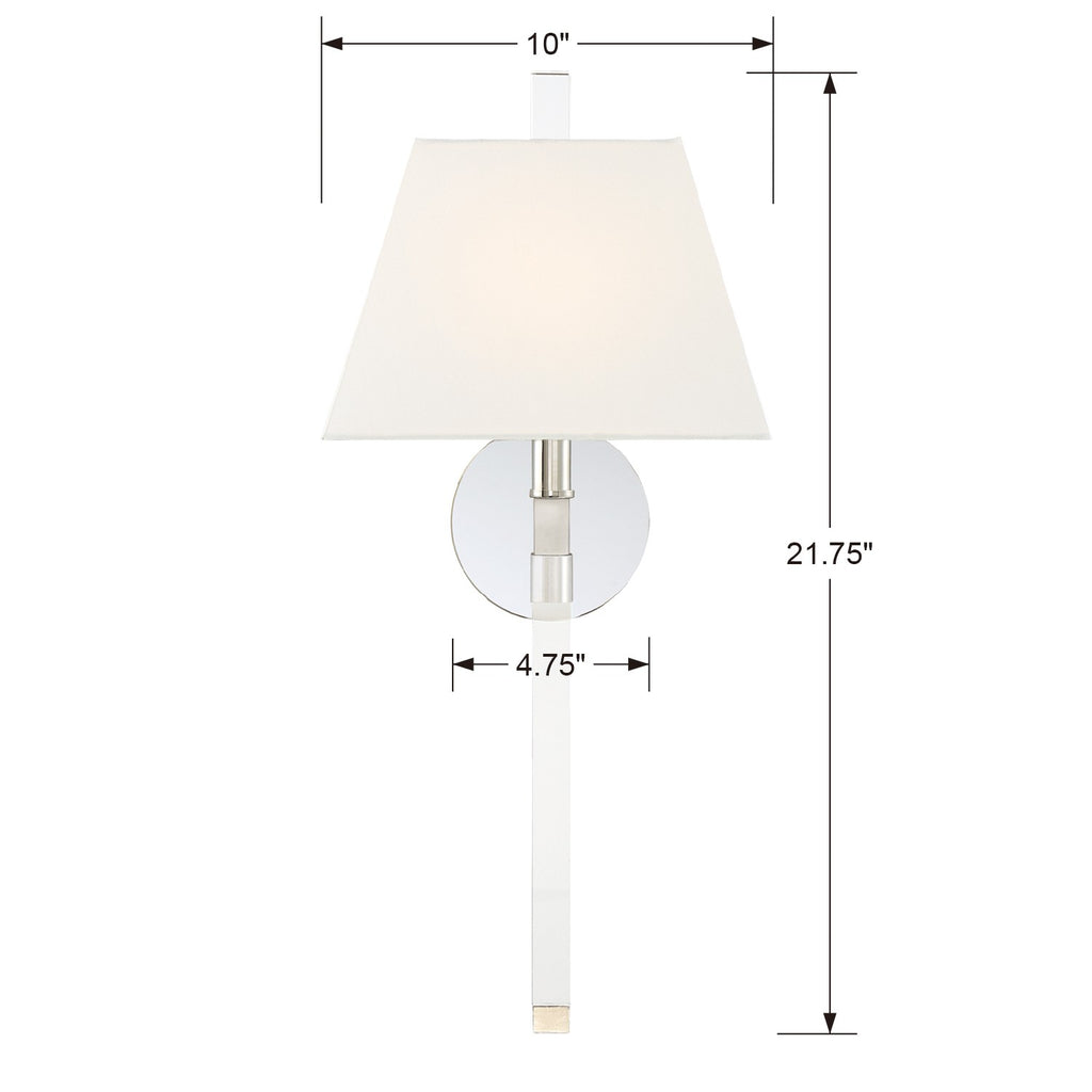 REN-261-PN Renee 1 Light Sconce | Dimensions Image