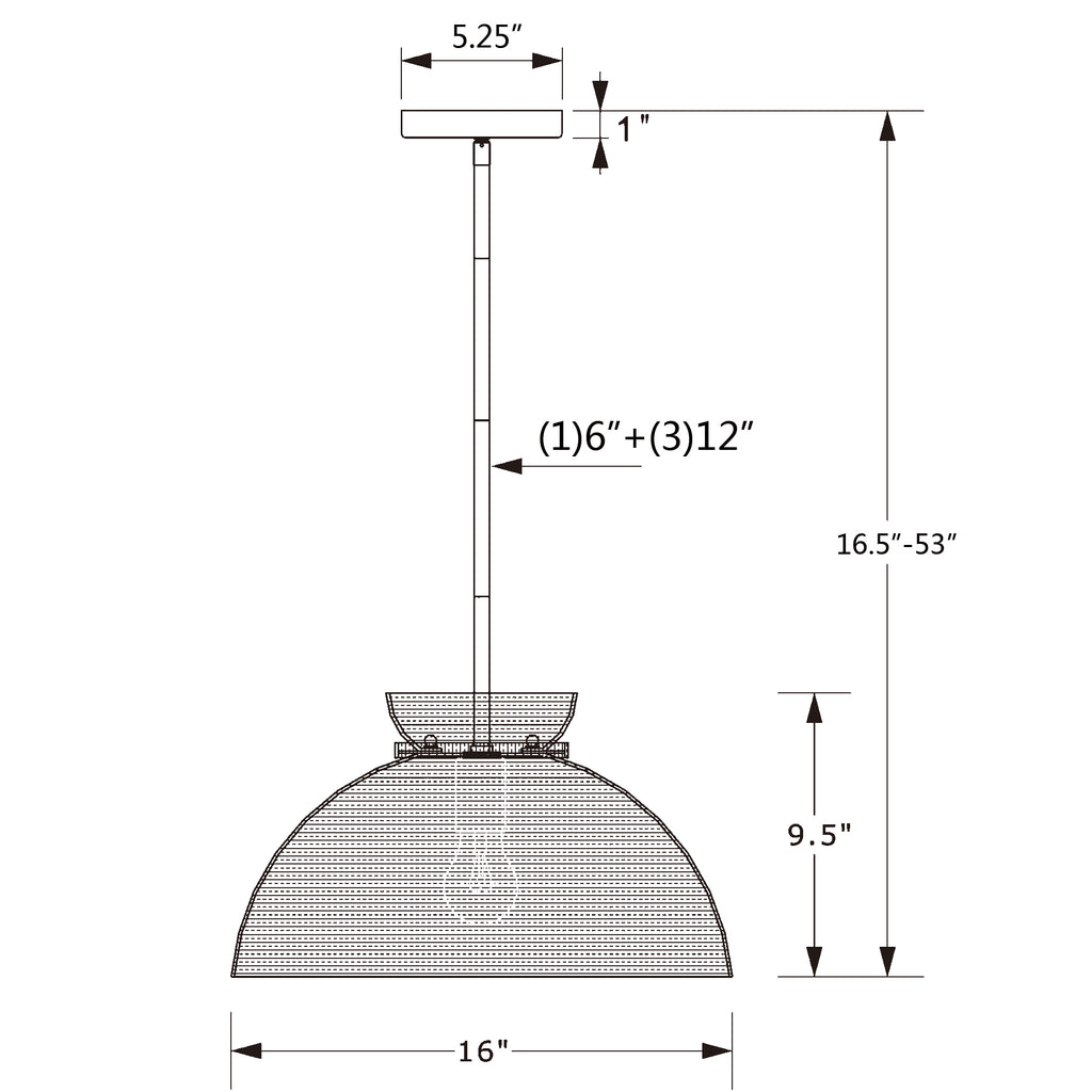Crystorama Reese 16'' Pendant - Product Dimensions