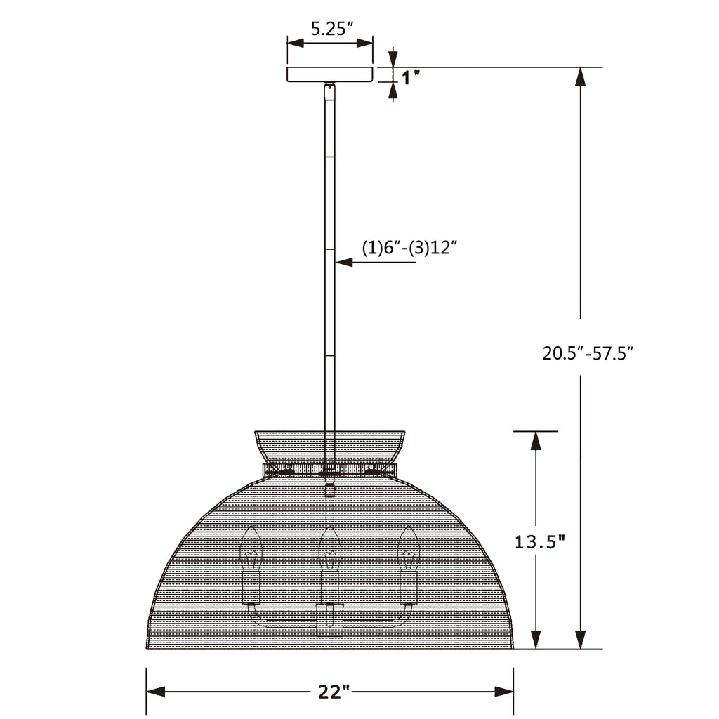 Crystorama Reese 22'' Pendant - Product Dimensions