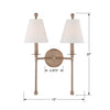 RIV-383-AG Riverdale 2 Light Sconce | Dimensions Image