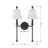 RIV-383-BF Riverdale 2 Light Sconce | Dimensions Image