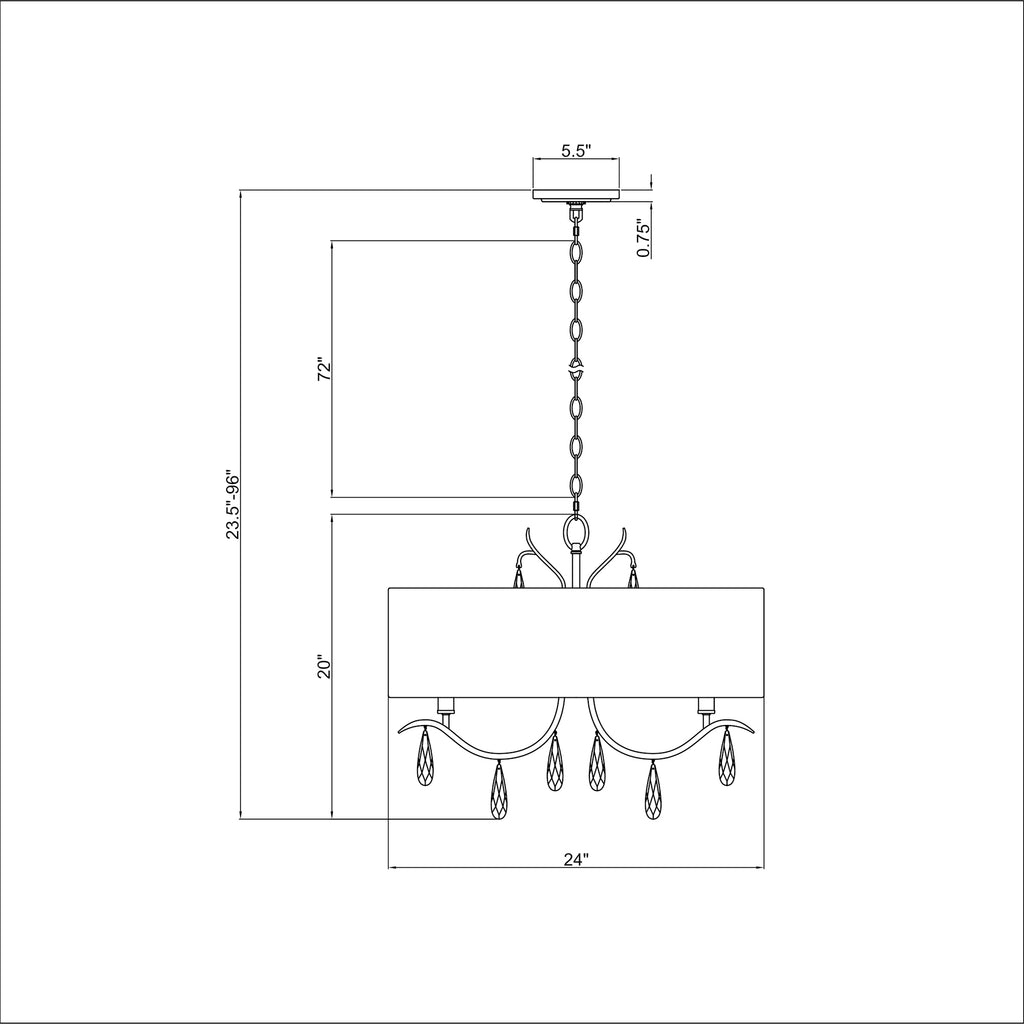 Crystorama Rollins 24'' Chandelier - Product Dimensions