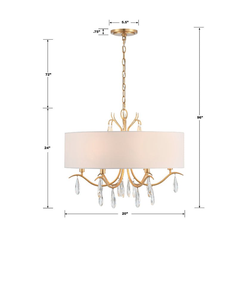 ROL-18806-GA Rollins 6 Light Chandelier | Dimensions Image