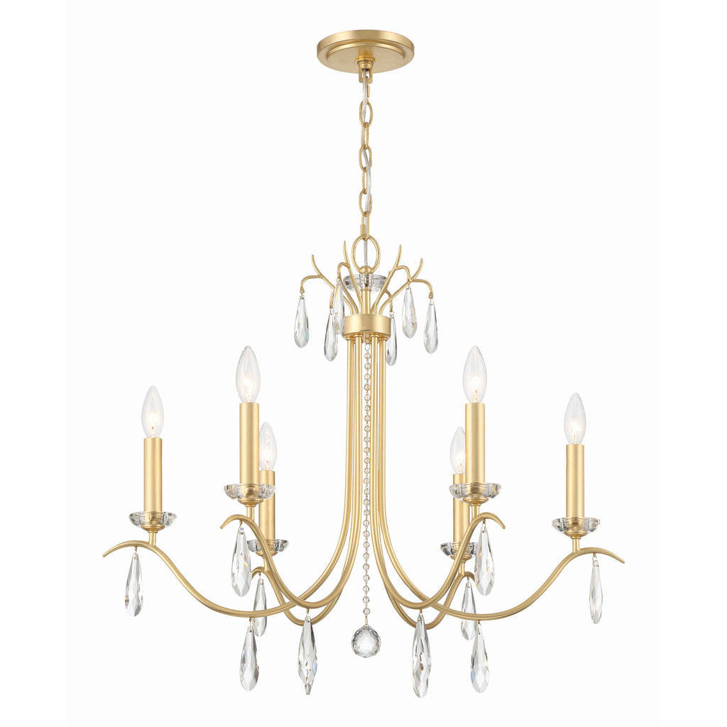 Crystorama Rollins 28'' Chandelier in Antique Gold - Front View