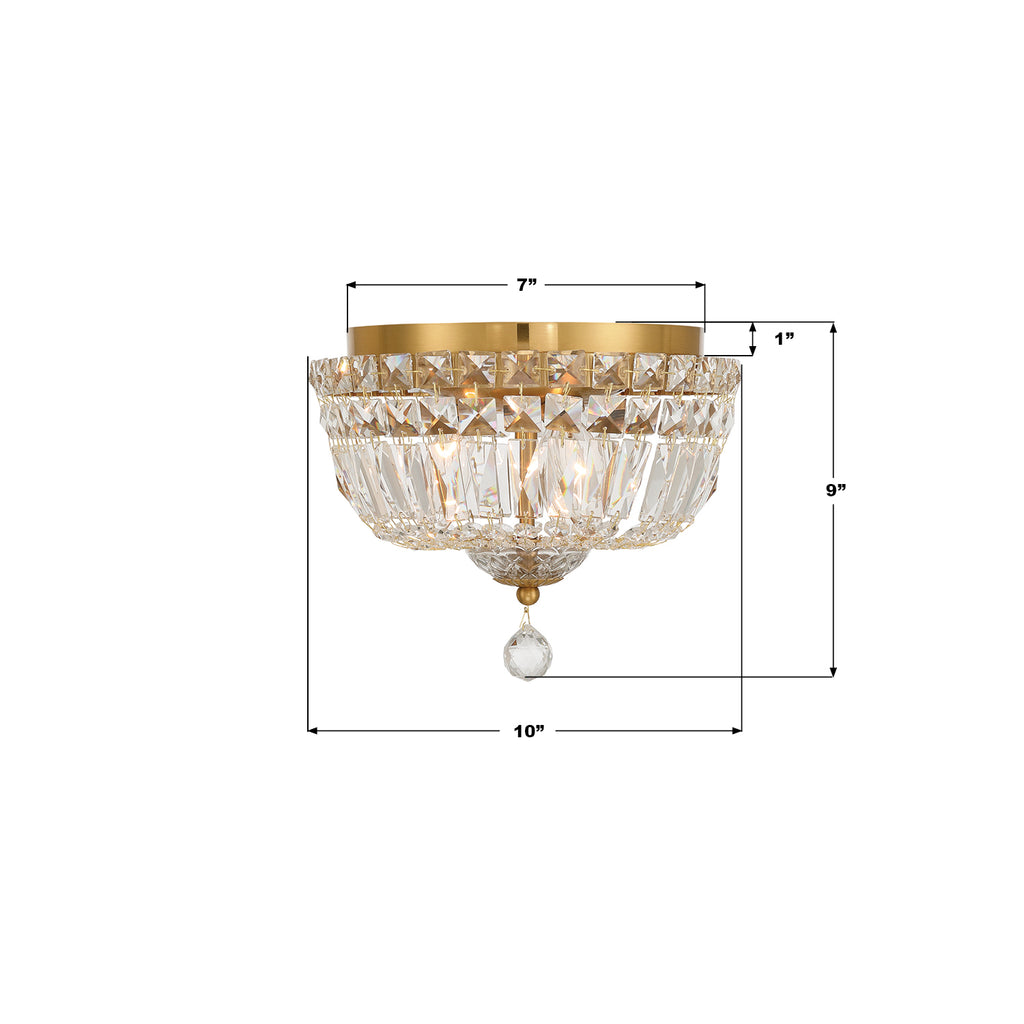 ROS-A1003-AG-CL-MWP Roslyn 10'' Flush Mount | Dimensions Image