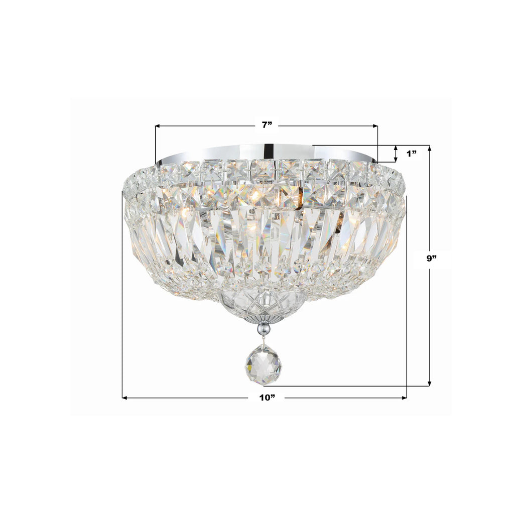 ROS-A1003-CH-CL-MWP Roslyn 10'' Flush Mount | Dimensions Image