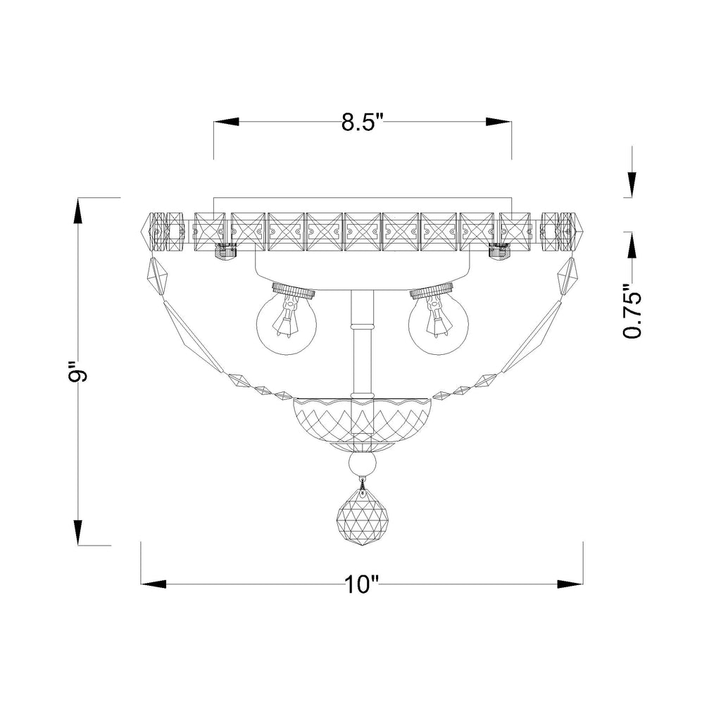 Crystorama Roslyn 10'' Flush Mount - Product Dimensions