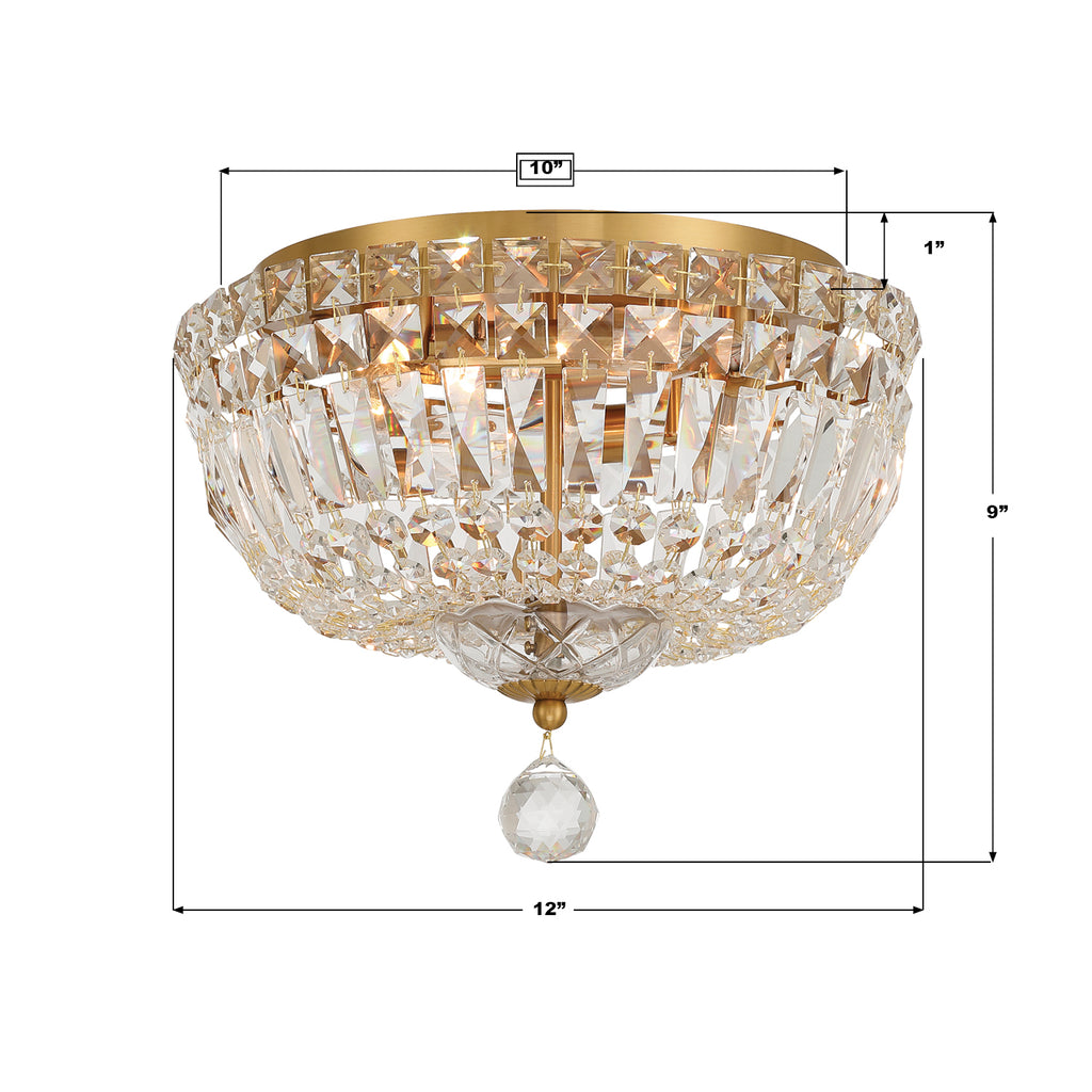 ROS-A1004-AG-CL-MWP Roslyn 12'' Flush Mount | Dimensions Image