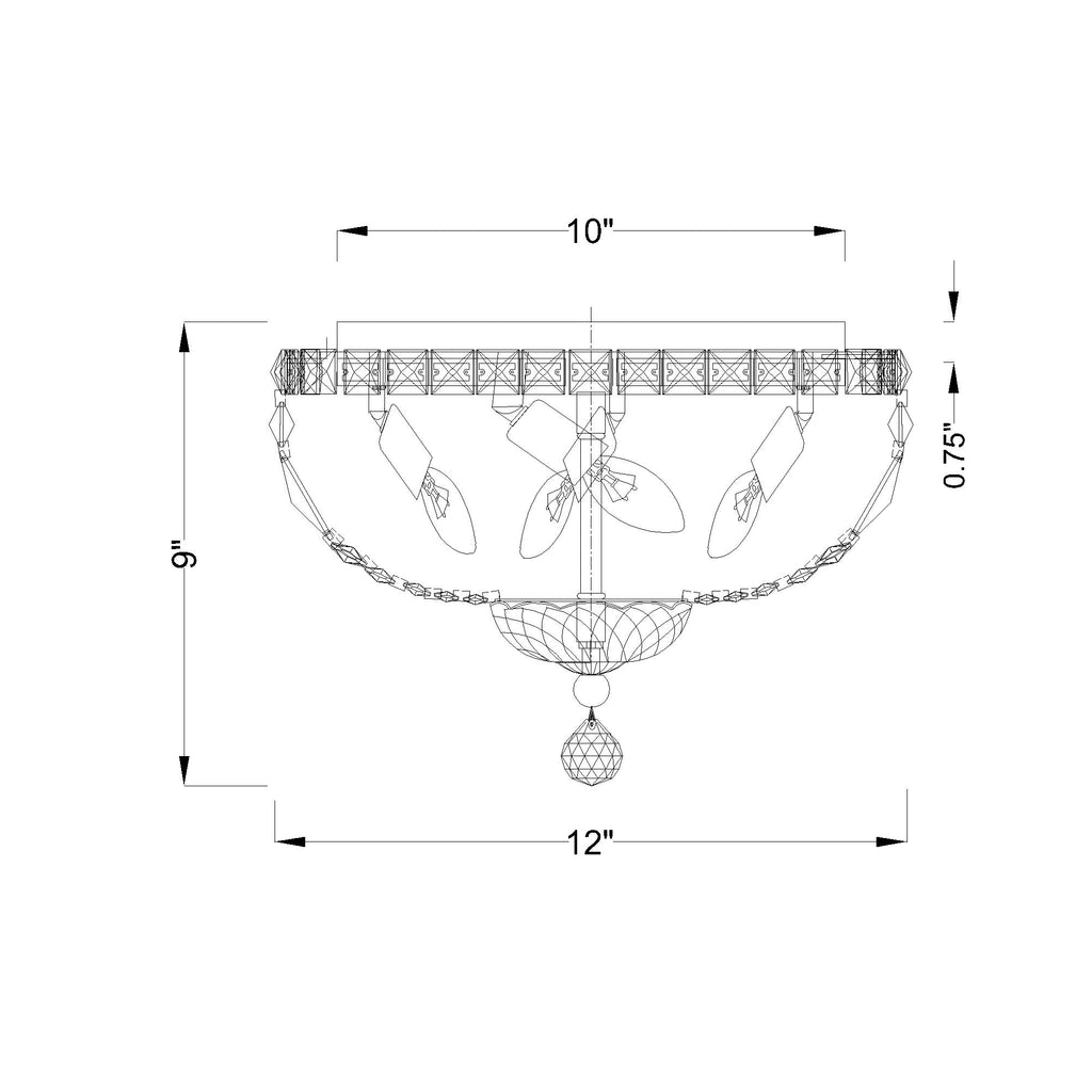 Crystorama-OPEN-BOX Roslyn 4 Light Flush - Product Dimensions