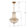 ROS-A1006-AG-CL-MWP Roslyn 12'' Chandelier | Dimensions Image
