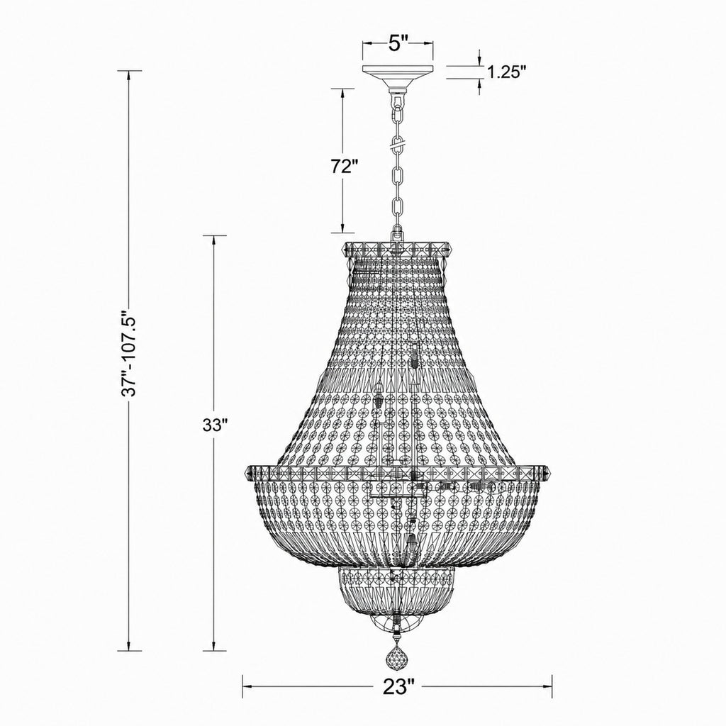 Crystorama Roslyn 22'' Chandelier - Product Dimensions