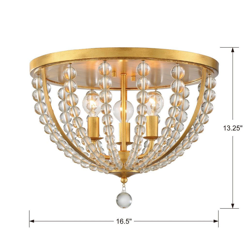 ROX-A9000-GA Roxy 3 Light Flush | Dimensions Image