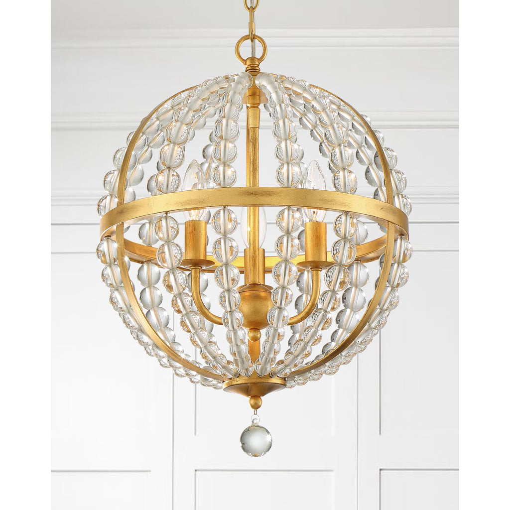 Crystorama Roxy 14'' Chandelier in Antique Gold - Lifestyle View