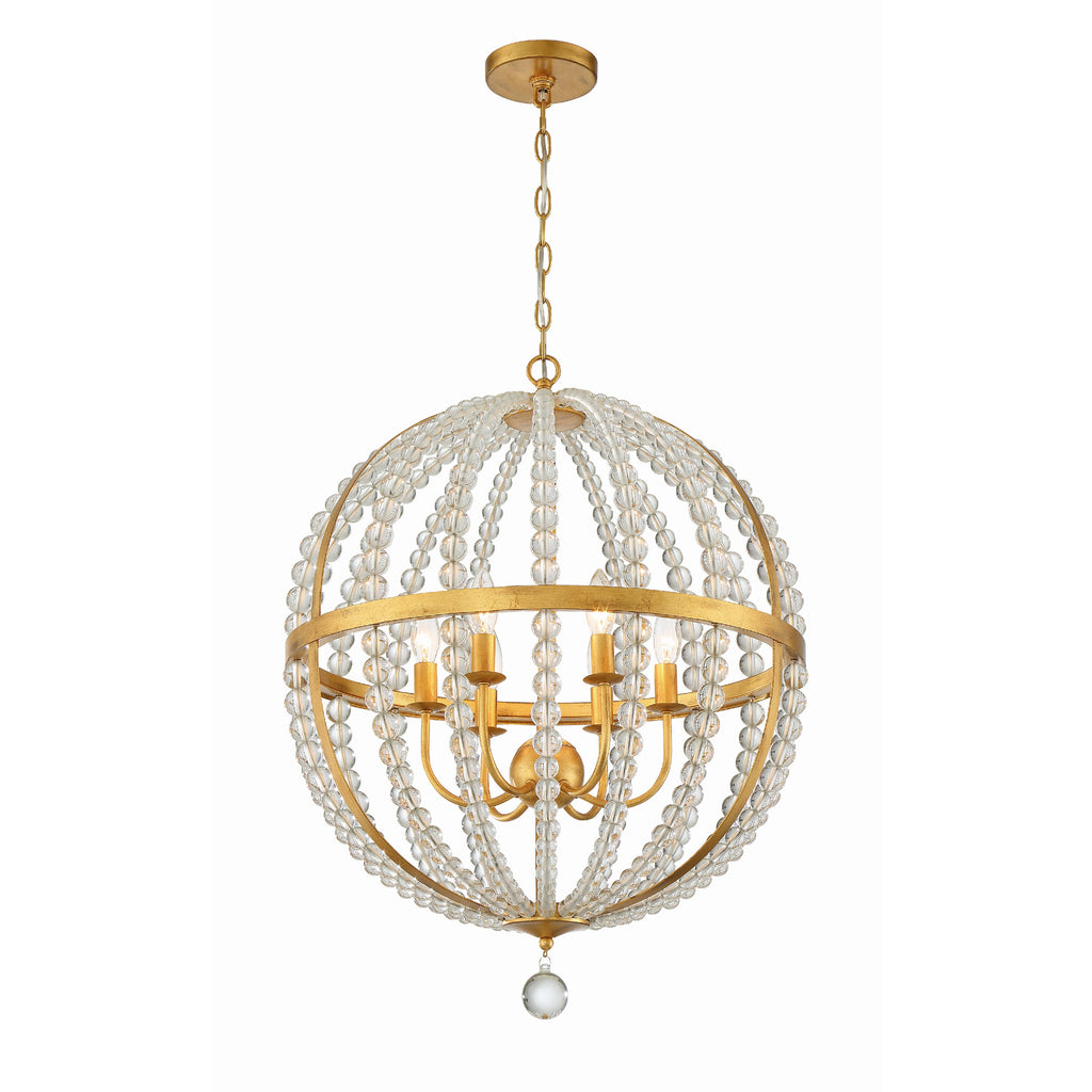 Crystorama Roxy 22'' Chandelier in Antique Gold - Front View