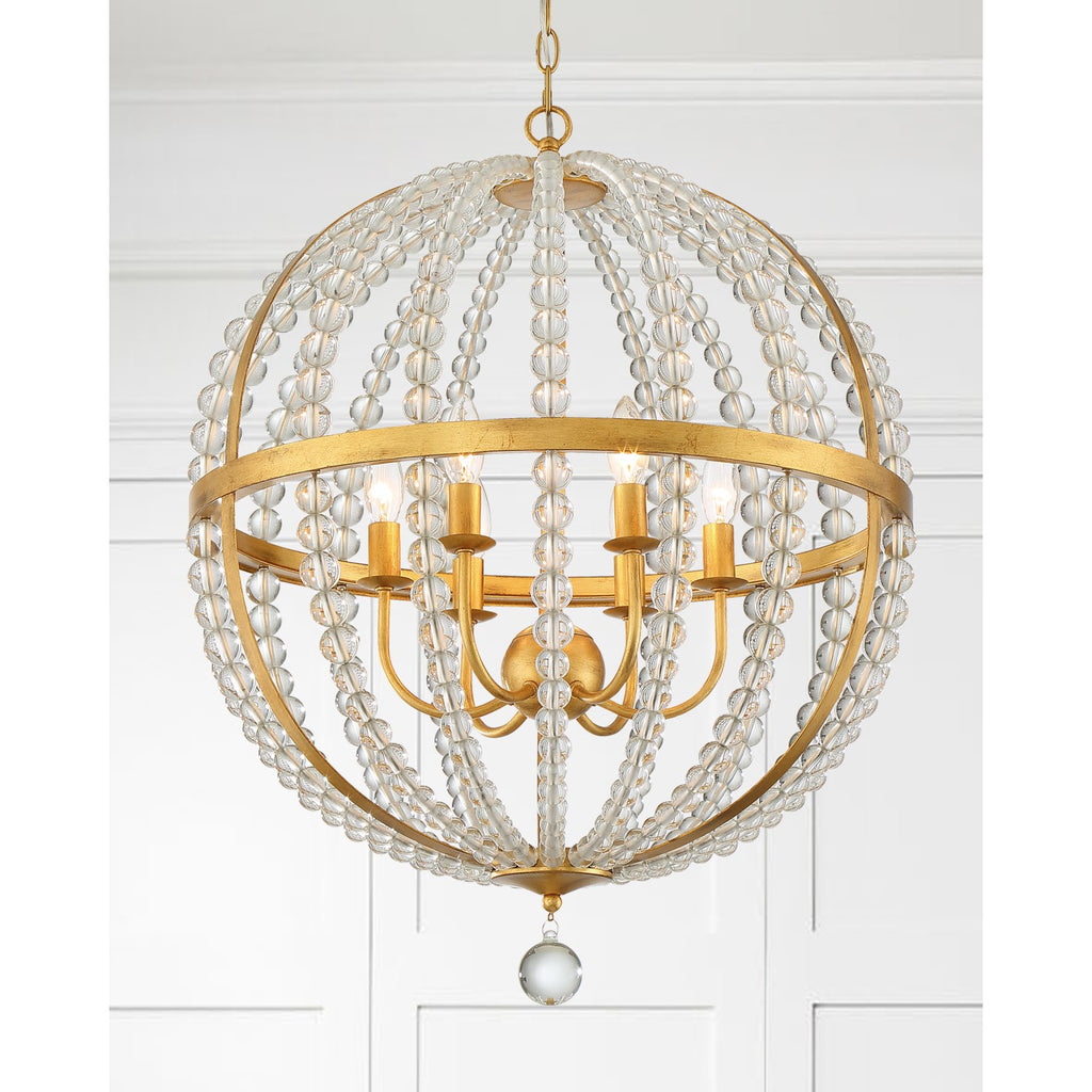 Crystorama Roxy 22'' Chandelier in Antique Gold - Lifestyle View