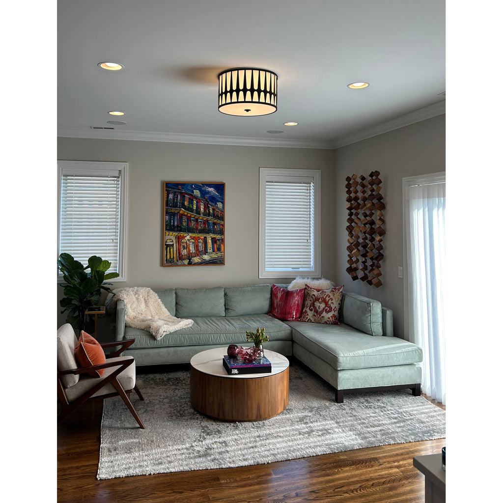 Crystorama Royston 18'' Flush Mount in Black - Lifestyle View