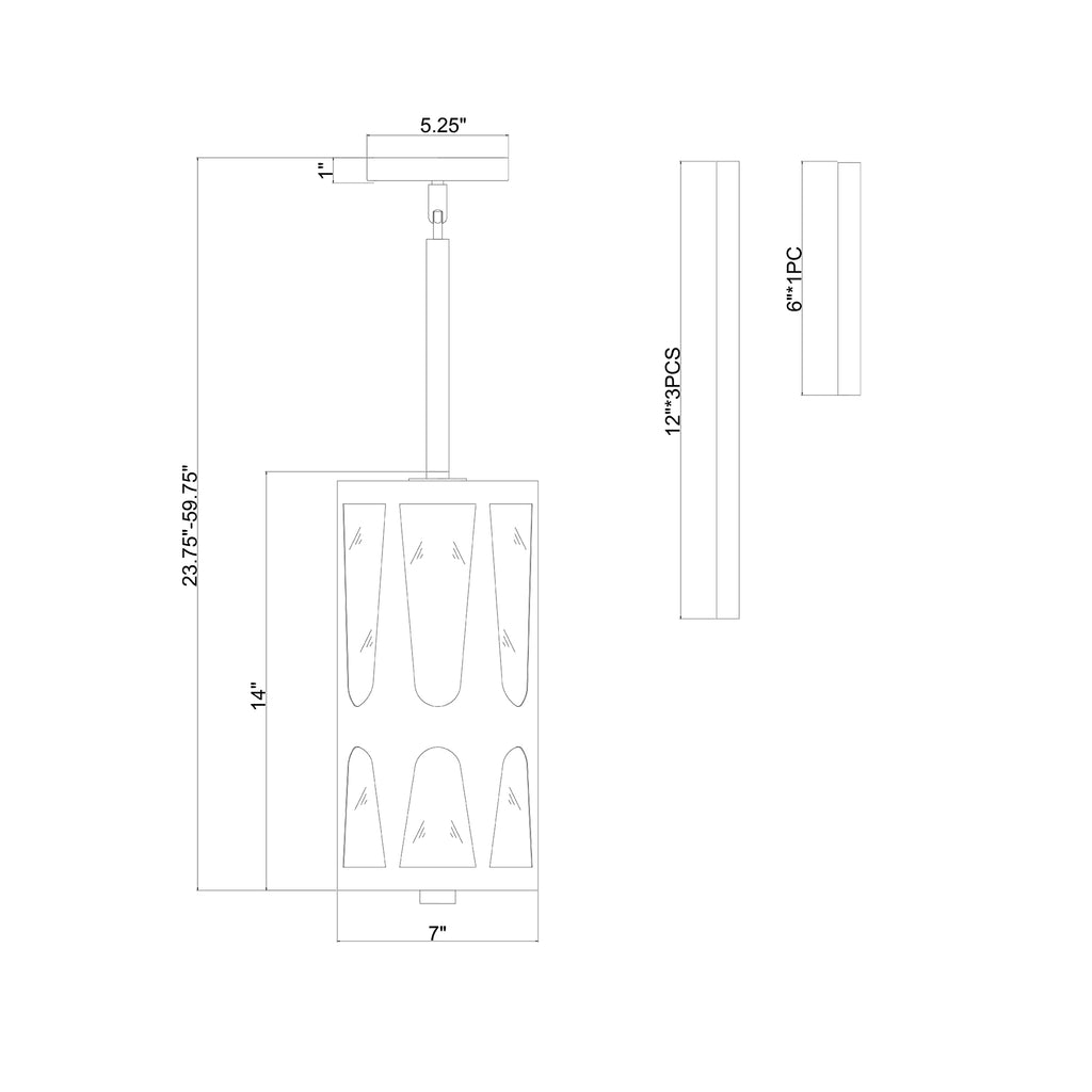 Crystorama Royston 7'' Pendant - Product Dimensions