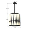 ROY-805-BK Royston 4 Light Pendant | Dimensions Image