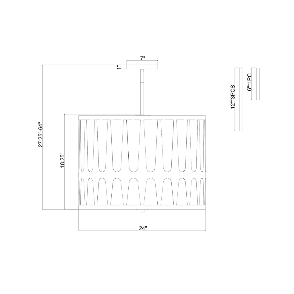 Crystorama Royston 24'' Pendant - Product Dimensions