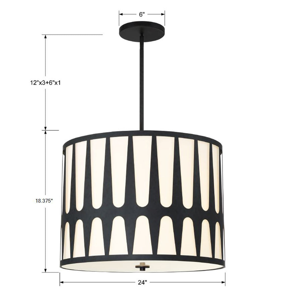 ROY-809-BK Royston 5 Light Pendant | Dimensions Image