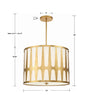 ROY-809-GA Royston 5 Light Pendant | Dimensions Image