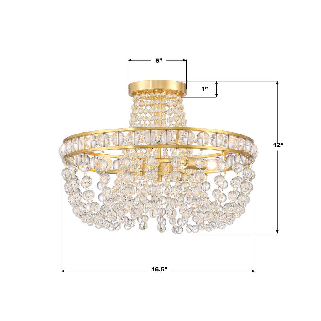 SEV-1800-AG Seville 16.5'' Semi Flush Mount | Dimensions Image
