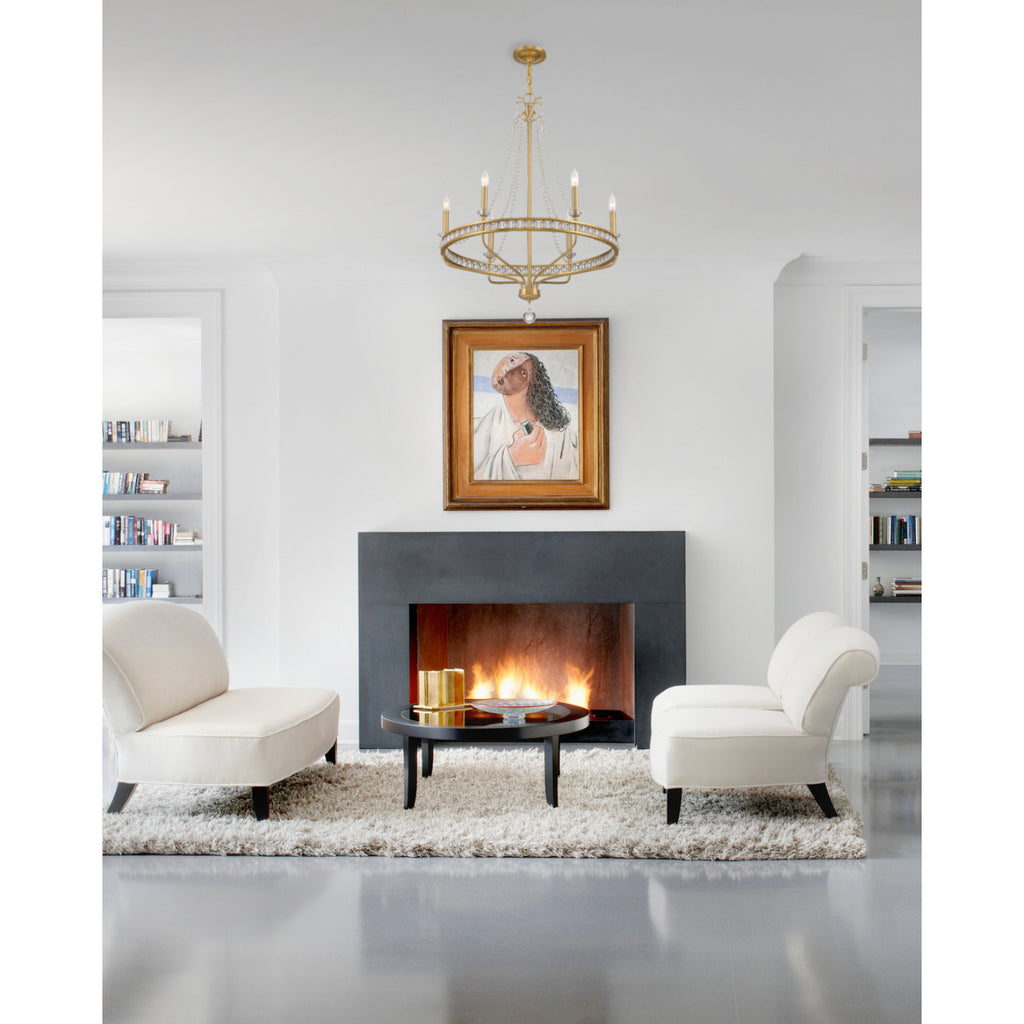 Crystorama Seville 28'' Chandelier in Aged Brass - Lifestyle View