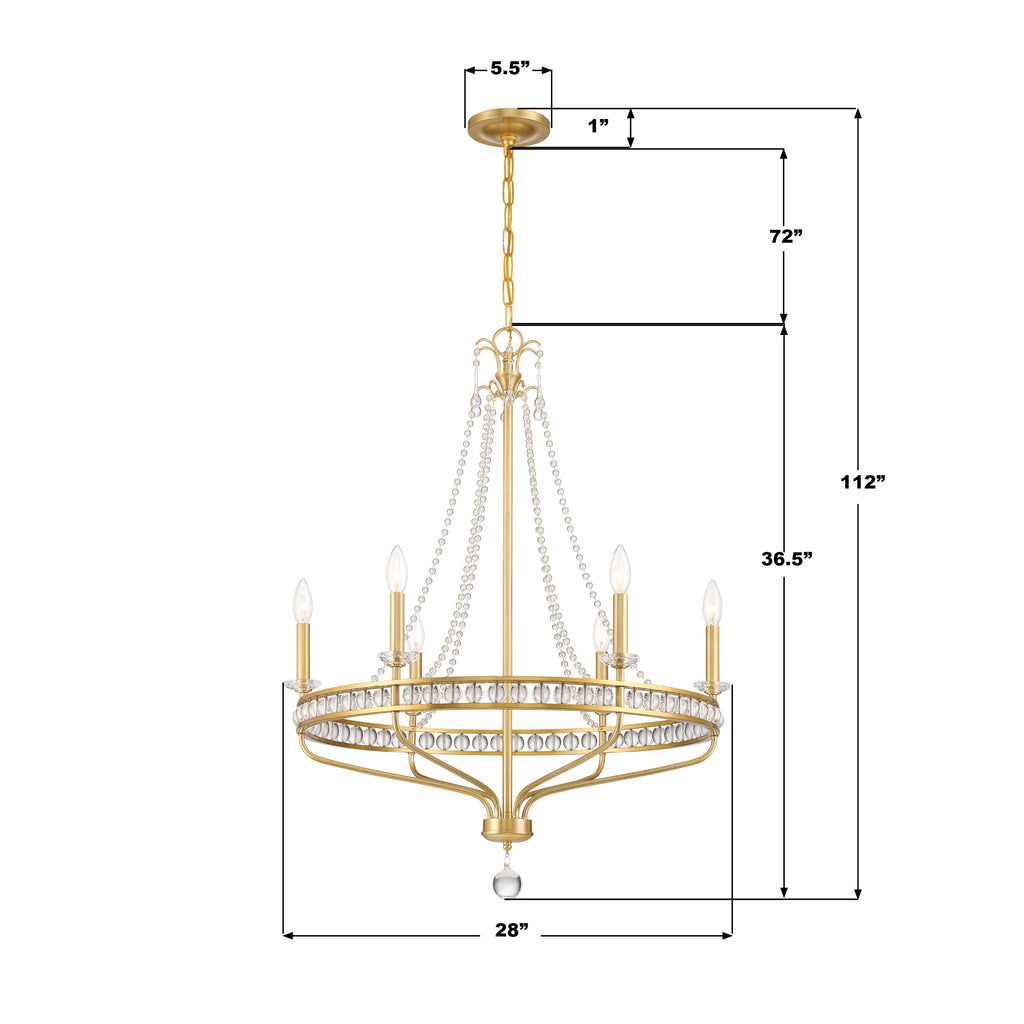 SEV-1806-AG Seville 28'' Chandelier | Dimensions Image