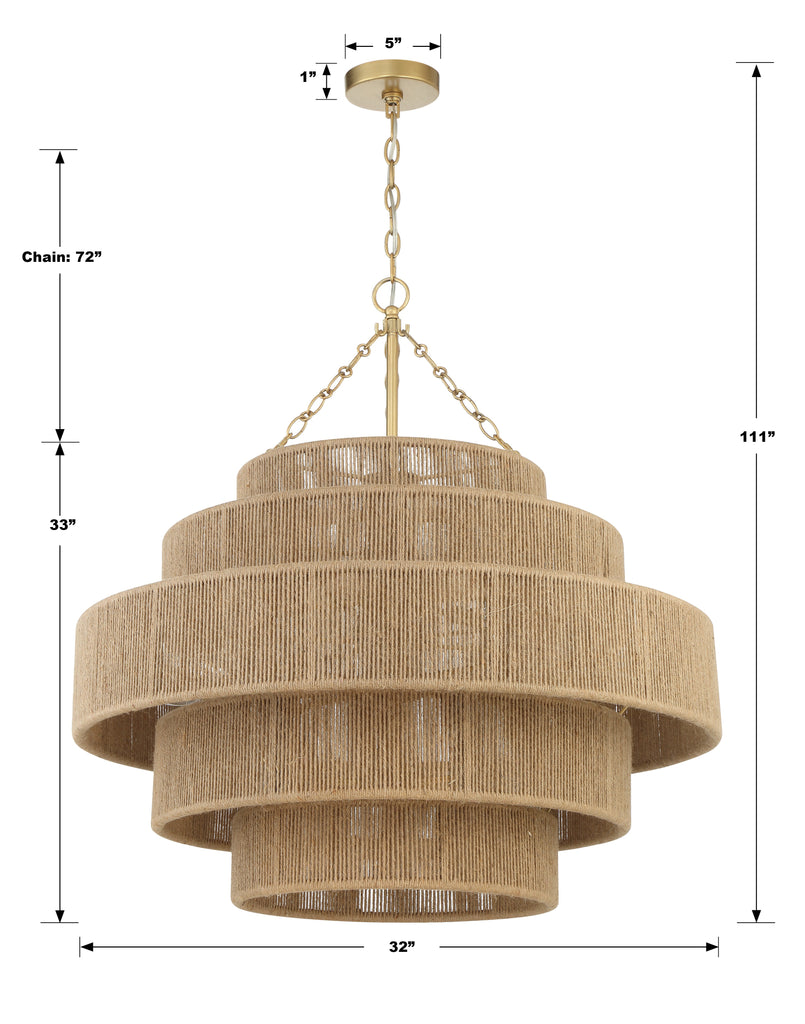 SHY-10909-SG Shyla 20 Light Chandelier | Dimensions Image