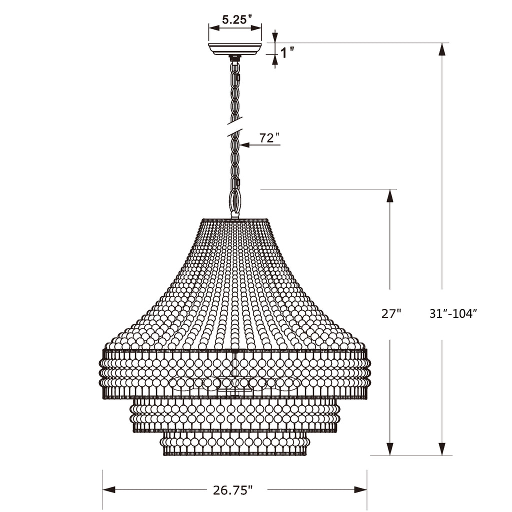 Crystorama Silas 26.75'' Chandelier - Product Dimensions