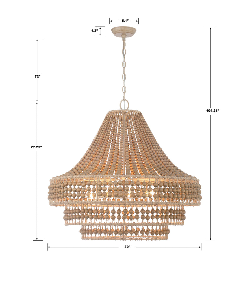 SIL-B6008-BS Silas 8 Light Chandelier | Dimensions Image