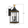SIM-801-MK-TG Simpson 8'' Outdoor Sconce | Dimensions Image