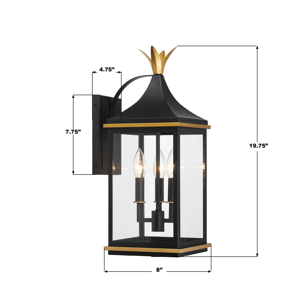 SIM-801-MK-TG Simpson 8'' Outdoor Sconce | Dimensions Image