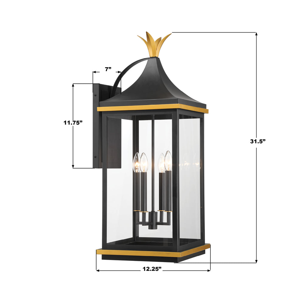 SIM-804-MK-TG Simpson 12.25'' Outdoor Sconce | Dimensions Image