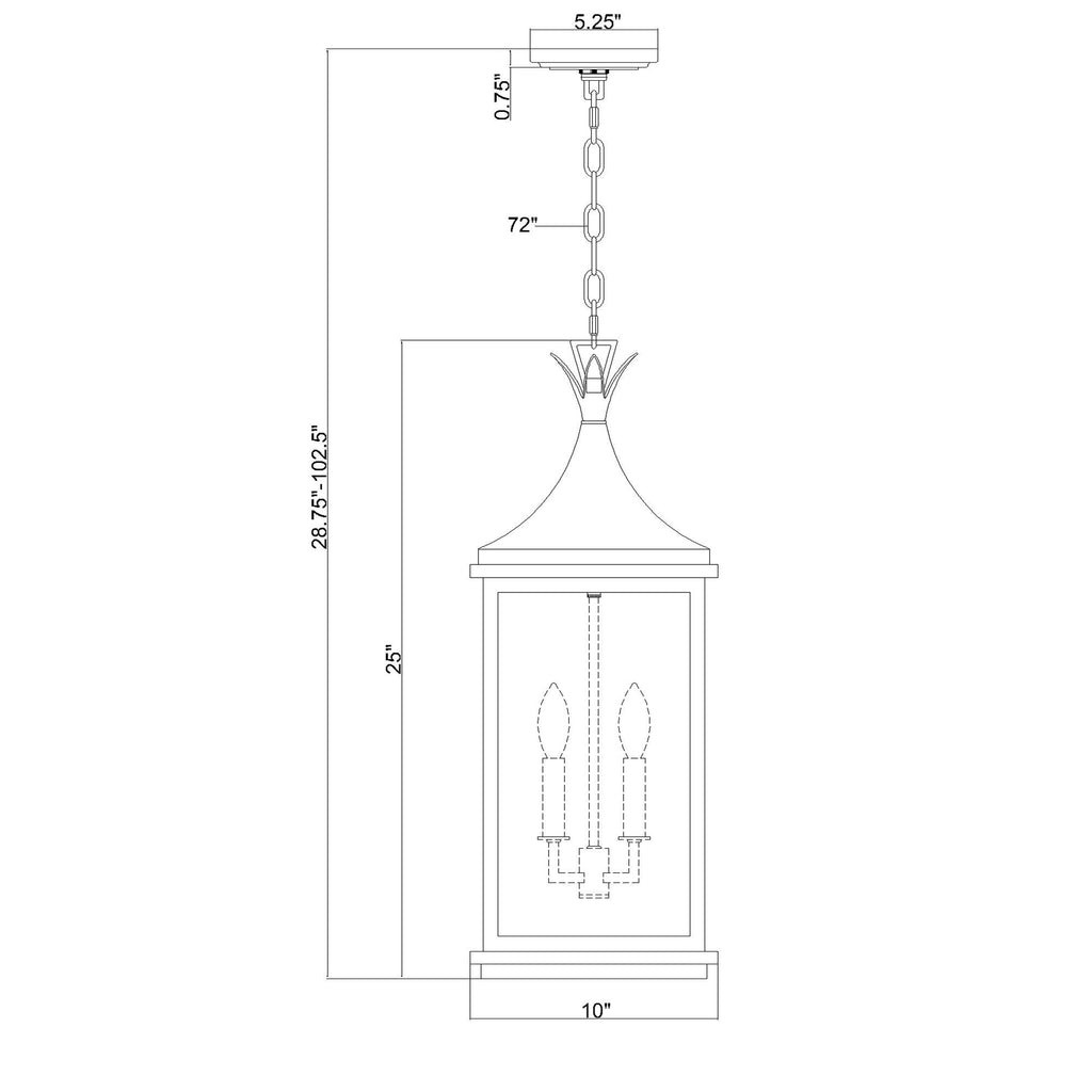 Crystorama Simpson 10'' Outdoor Pendant - Product Dimensions