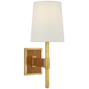 Hand-Rubbed Antique Brass and Dark Rattan