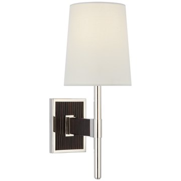 Polished Nickel and Black Rattan