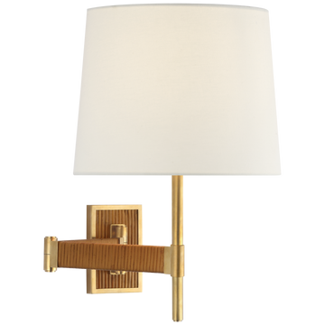 Hand-Rubbed Antique Brass and Dark Rattan