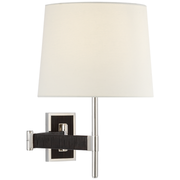 Polished Nickel and Black Rattan