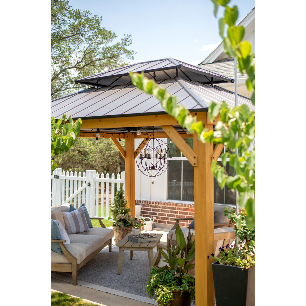 Crystorama Solaris 12'' Outdoor Chandelier in English Bronze - Lifestyle View