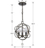 SOL-9325-EB Solaris 3 Light Outdoor Chandelier | Dimensions Image