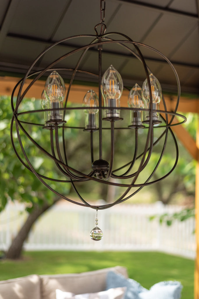 SOL-9326-EB Solaris 6 Light Outdoor Chandelier | Lifestyle Image