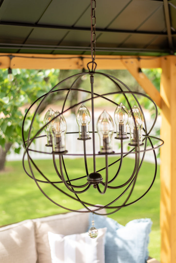 SOL-9326-EB Solaris 6 Light Outdoor Chandelier | Lifestyle Image