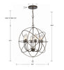 SOL-9326-EB Solaris 6 Light Outdoor Chandelier | Dimensions Image