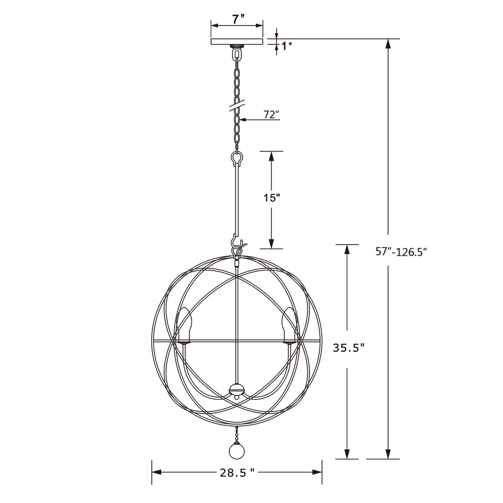 Crystorama Solaris 28.5'' Outdoor Chandelier - Product Dimensions